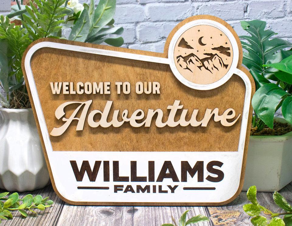 Welcome to Our Adventure Wood Sign – Wedding and Baby Shower Decor