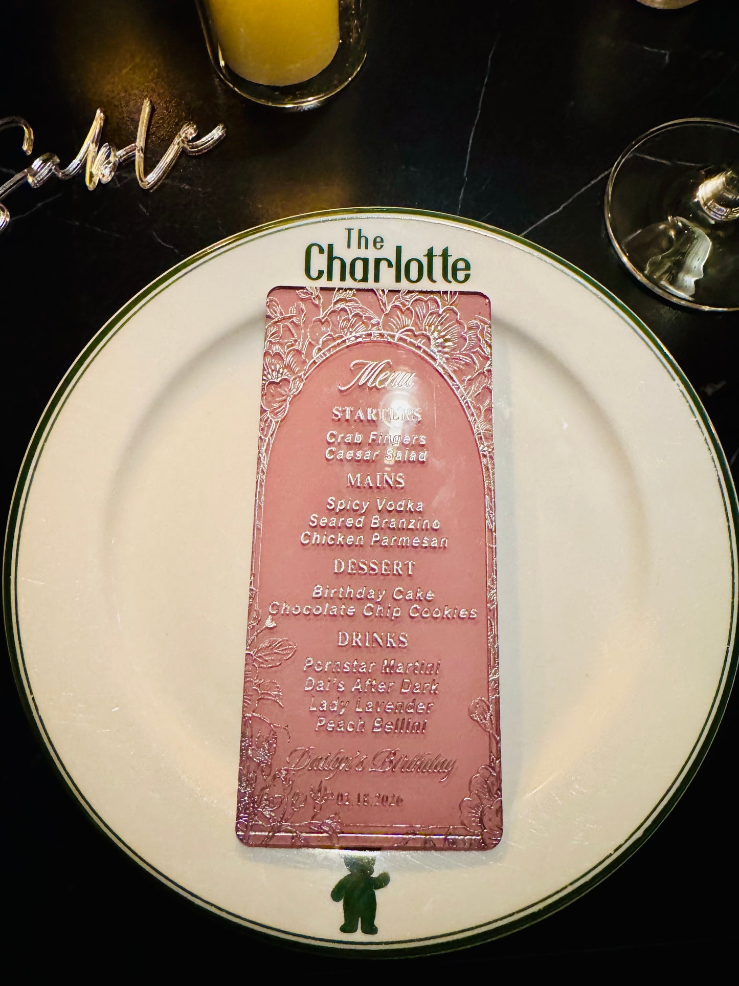 Acrylic Place Setting Menu Sign