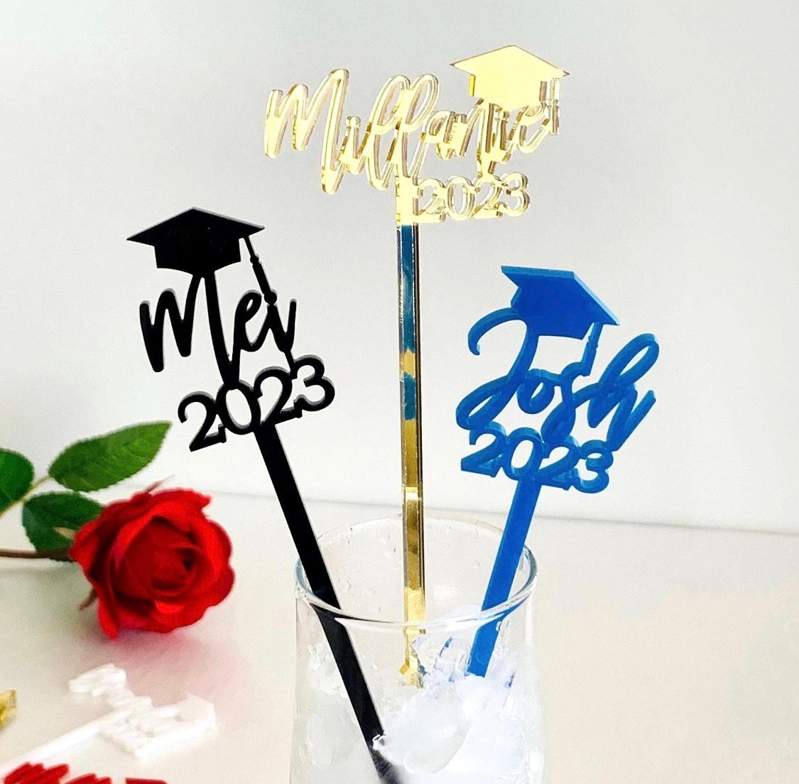 Custom Graduation Drink Stirrers - Set of 12