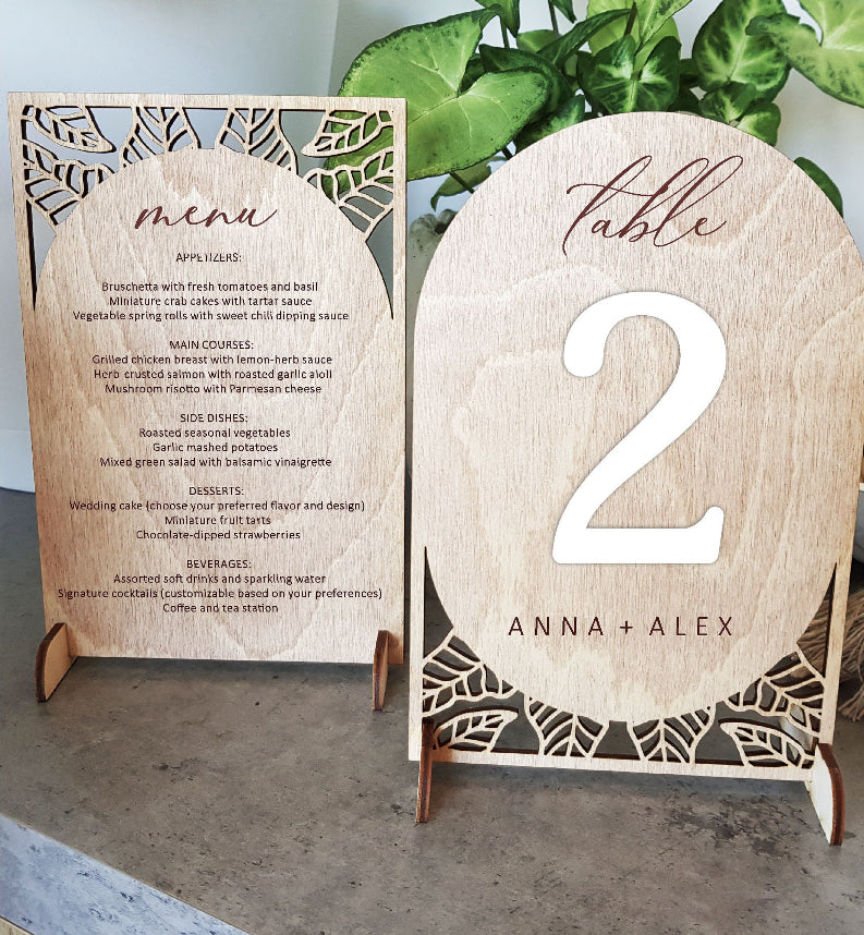 Custom Large Wood Wedding Signs - Menu Board and Table Numbers