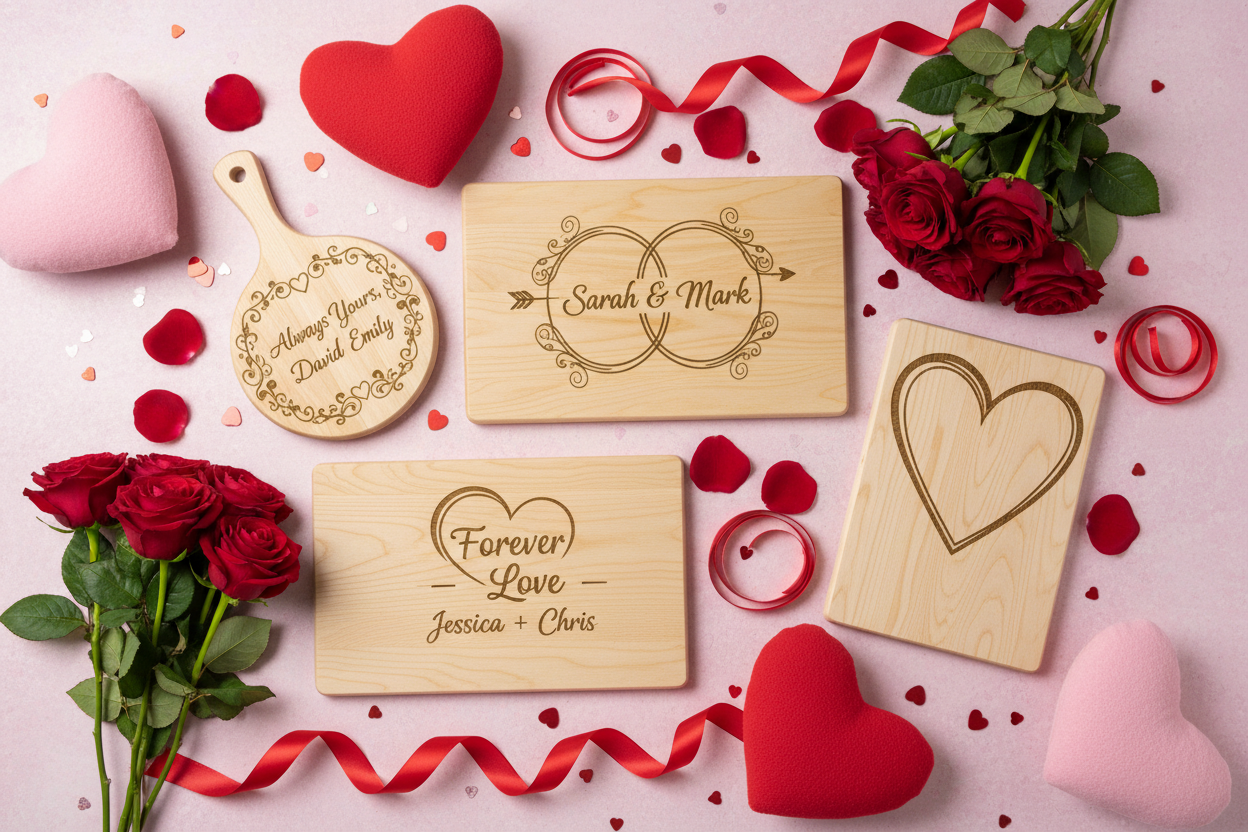 Flat lay with Valentine's decor