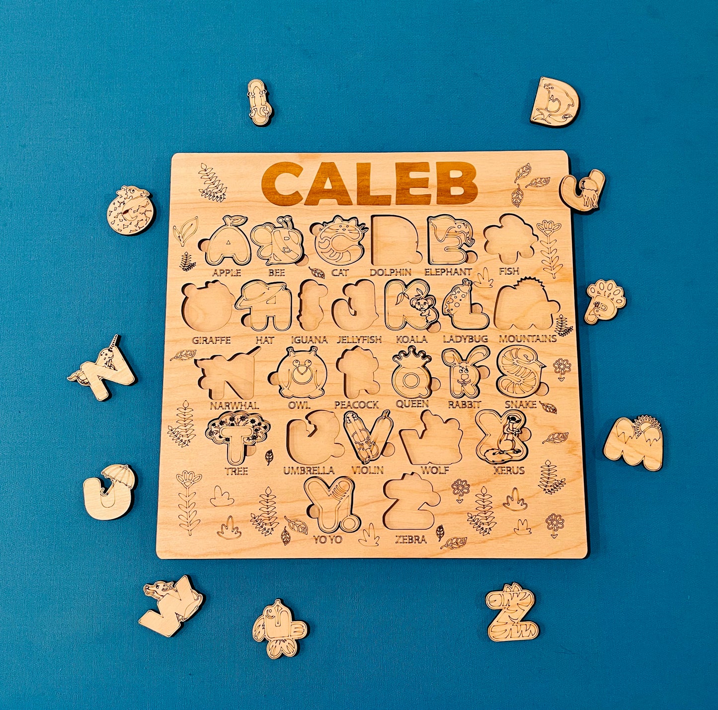 Custom Name Alphabet Board | Personalized Wooden Kids Sign