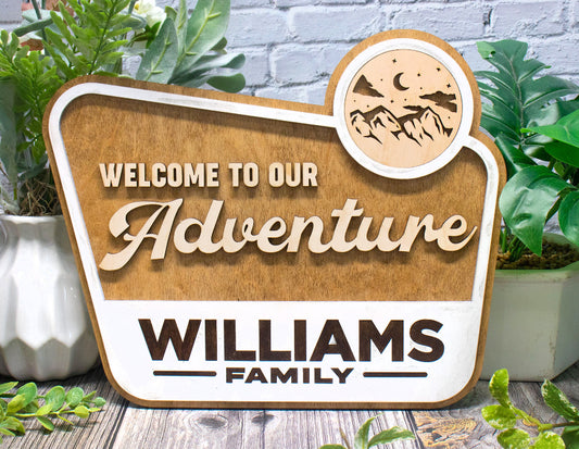 Welcome to Our Adventure Wood Sign – Wedding and Baby Shower Decor