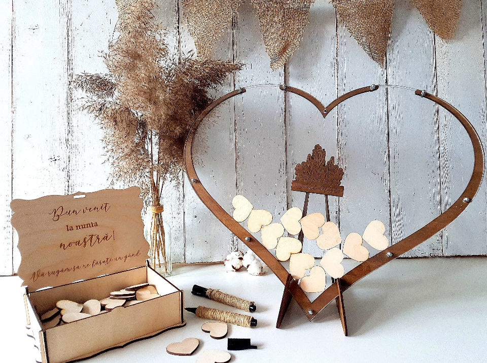 Heart Shaped Wood Love Notes and Raffle Drop Box