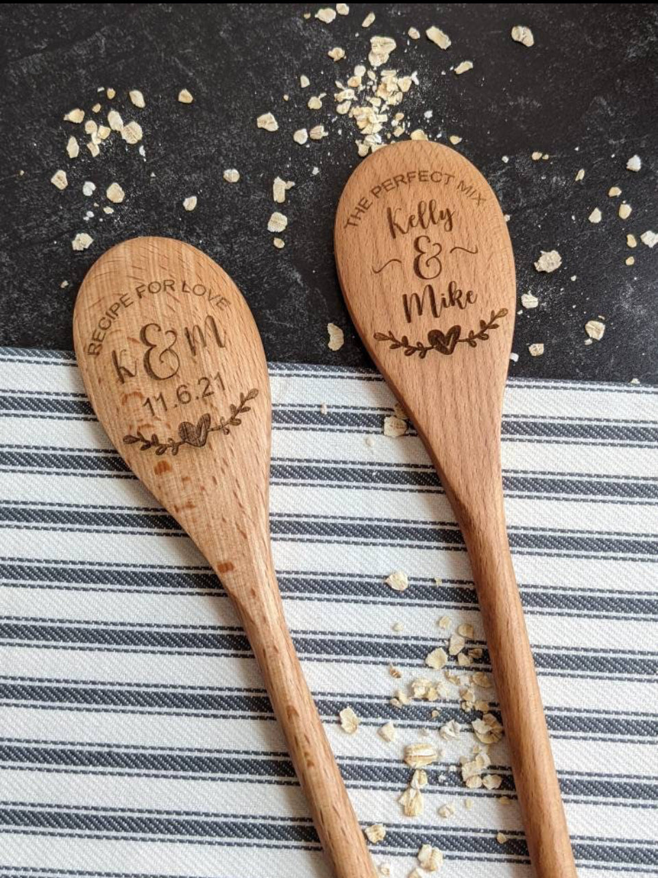 Custom Engraved Wooden Spoons – Personalized Set of 2