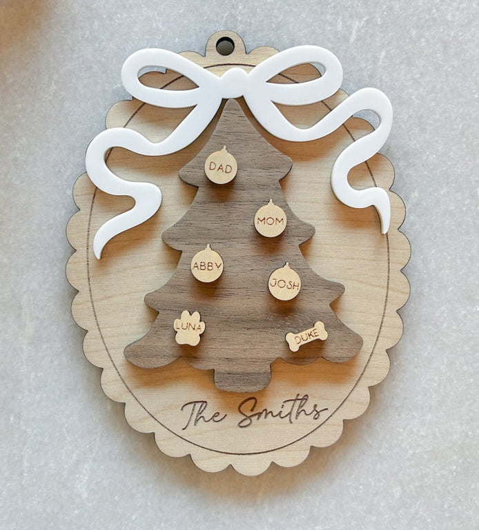 Custom Family Tree Christmas Ornament – Personalized with Family Names