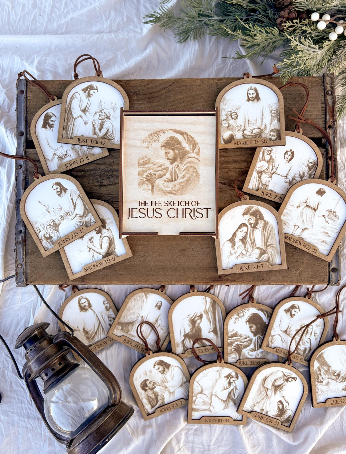 Jesus Christ Religious Ornament – Photo of Christ with Scripture Verses