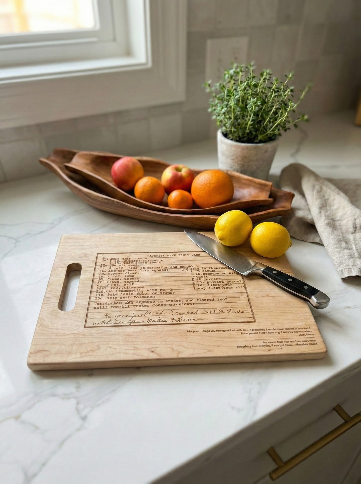 Custom Recipe Cutting Board - Personalized Family Recipe Engraved Maple Wood