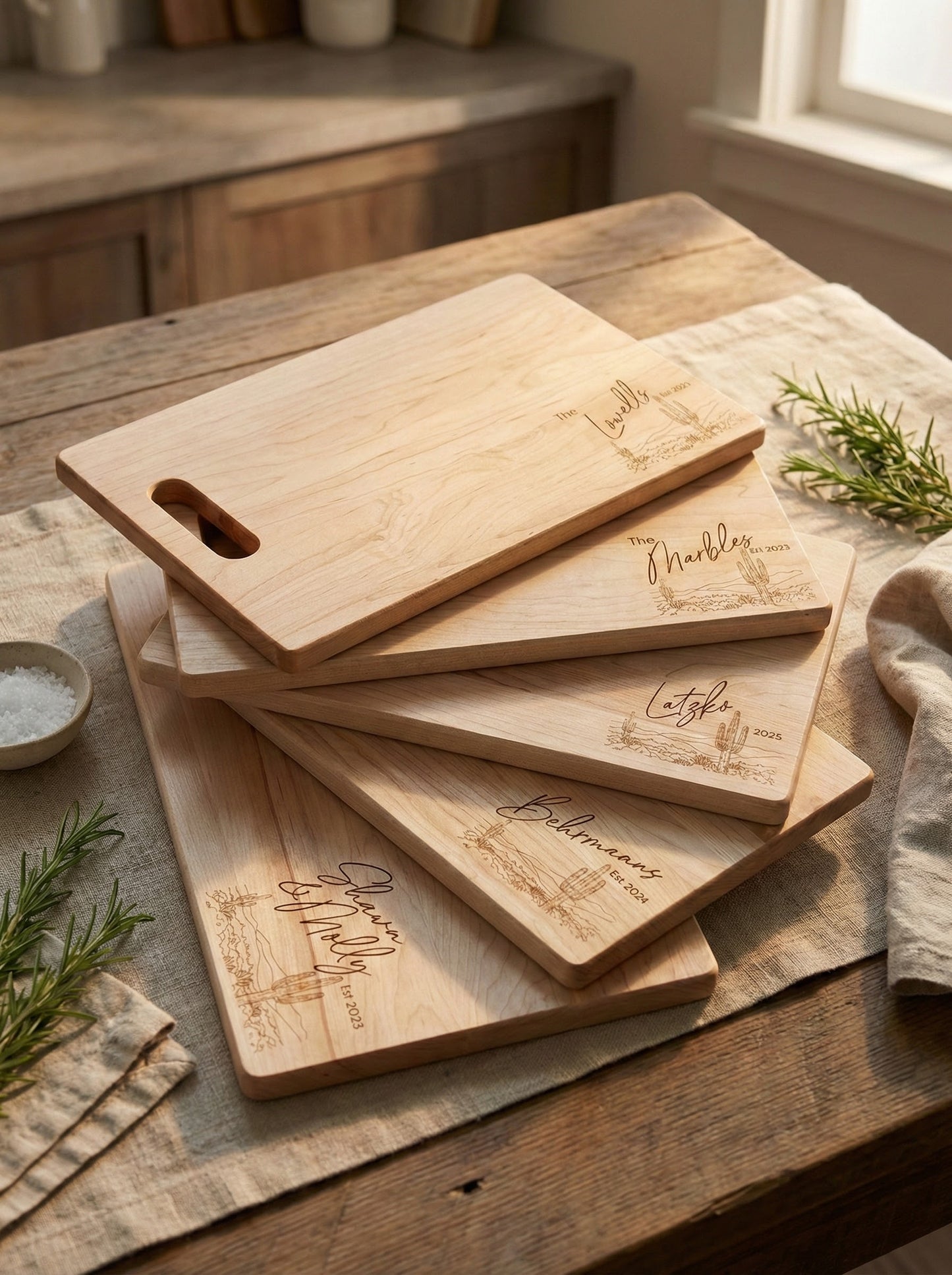 Personalized Maple Cutting Board with Family Name - 11x16 Custom Engraved