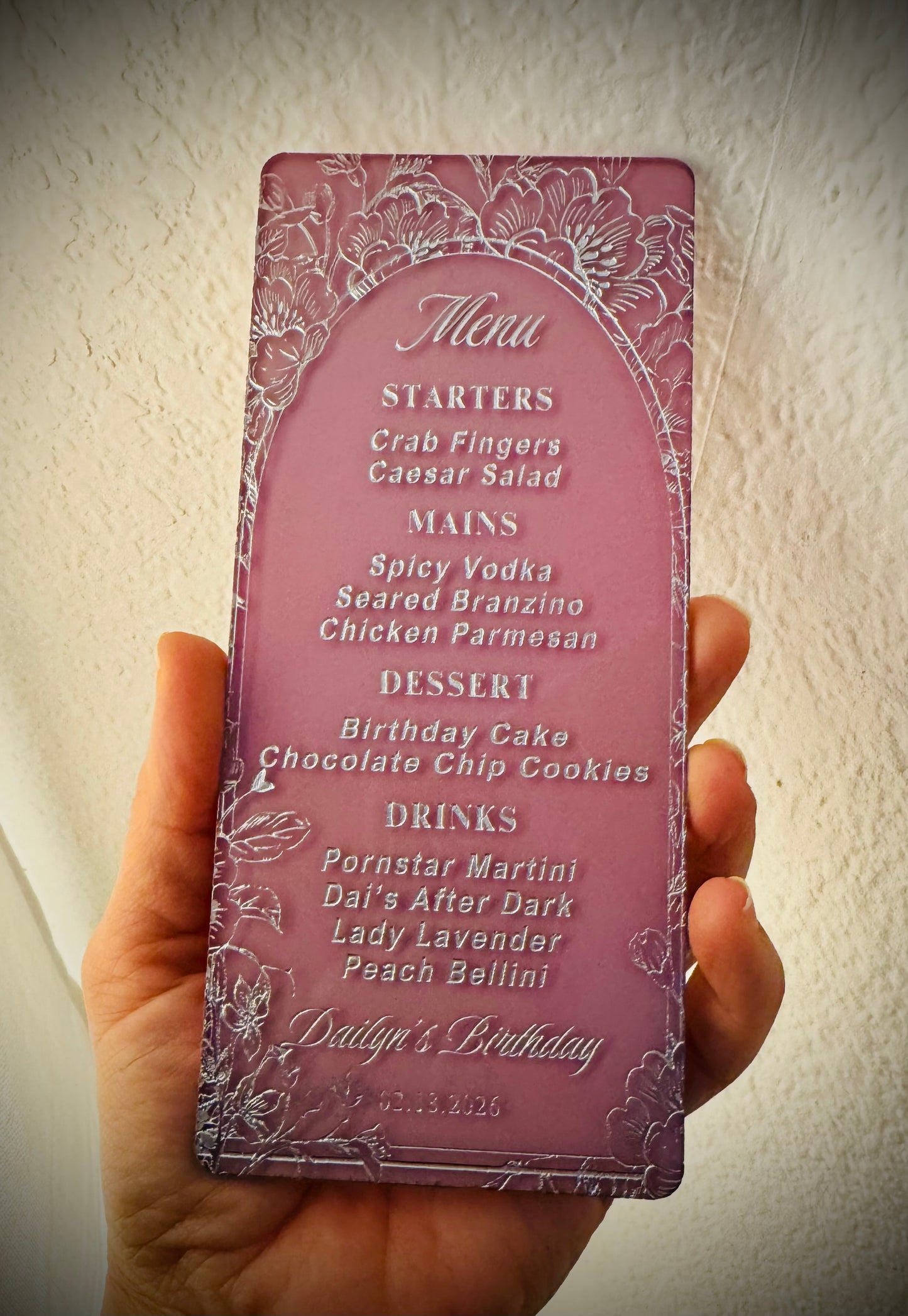 Acrylic Place Setting Menu Sign