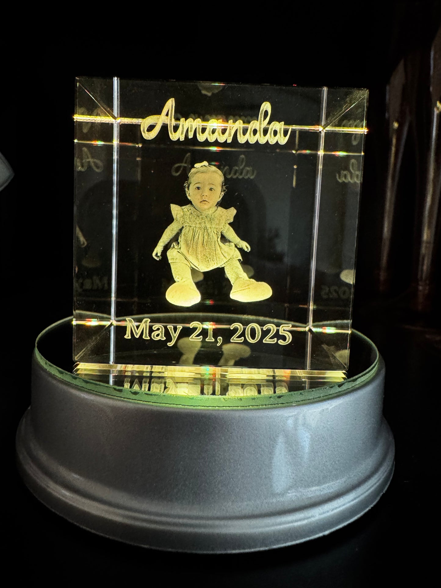 Custom 3D Inner Engraved K9 Crystal Cube – Your Photo
